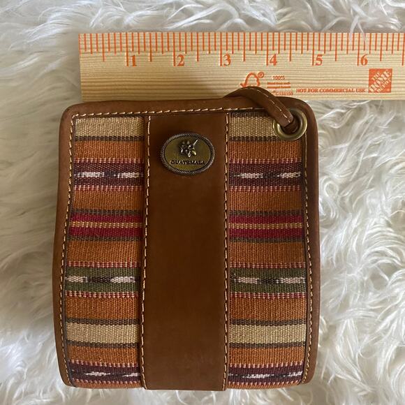 Guatemala Crossbody Handmade Canvas Leather Woven Striped Boho Bag Purse - Picture 7 of 7